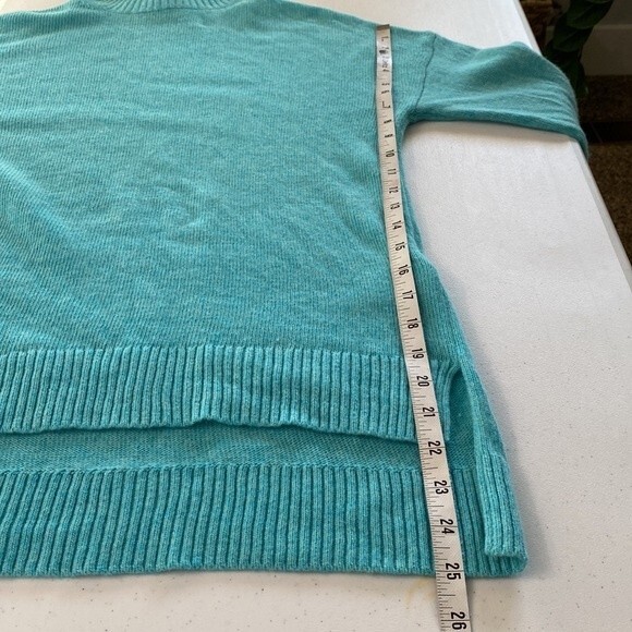 J Crew New! Wool Blend High Low Tunic Turtleneck Sweater Long Sleeve Turquoise - Picture 12 of 15